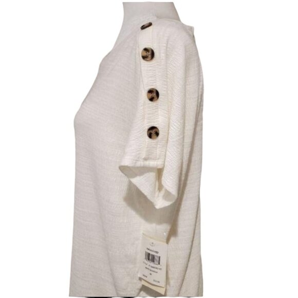 Retrology White Button-Shoulder Short Sleeve Top Medium - Picture 3 of 12